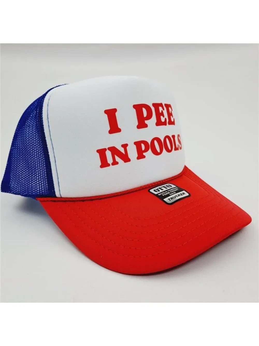 Retro I Pee In Pools Foam Trucker Hat Red White Blue Rope Snapback Cap Funny 80s